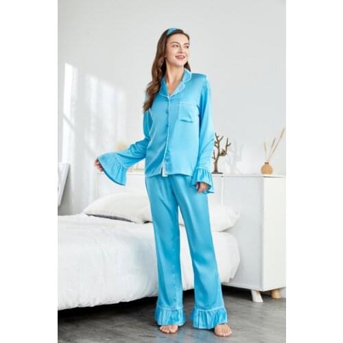 XiberylS Blue Cute Pajamas For Women Fashion High Quality Summer Silk Womens Pajamas