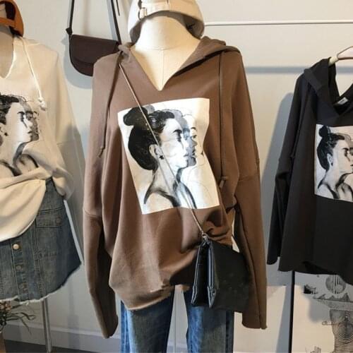 Harajuku Sweatshirts Autumn Womens Girls Print Hooded Female Oversized Casual Loose Hoodies Lady Autumn Fashion Tops