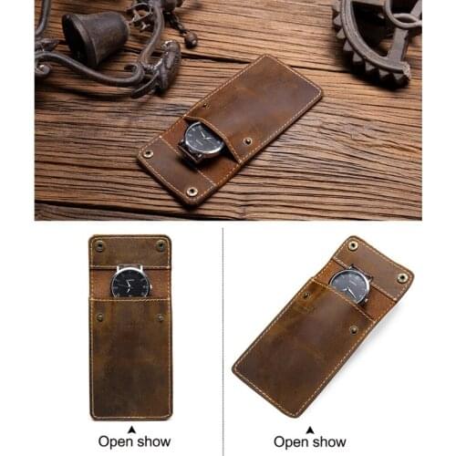 Particular Leather Single Watch Pouch Unique Gift for Husband Father Birthday Valentines Day Creative Storage Holster N2UE
