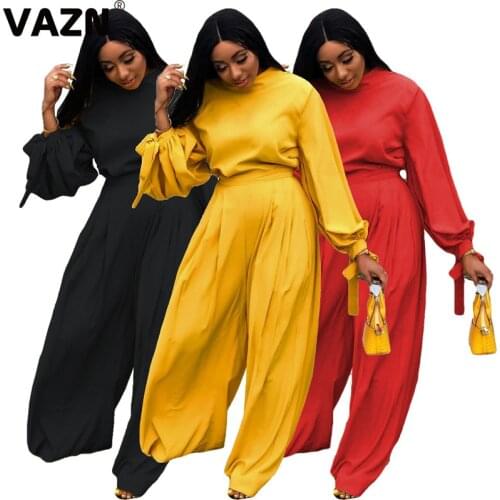 VAZN 2020 New Solid Comfortable Women O-neck Elegant Office Lady Set Gym Clothing Suit Women Full Sleeve Tracksuit