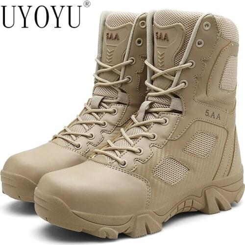 High Top Tactical Boots Men Shoes Waterproof Hiking Shoes Outdoor Hunting Boots Mountain Shoes Man Desert Combat Military Boots