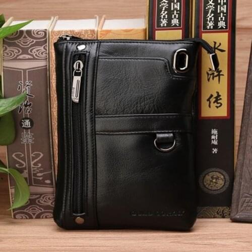 Natural Skin Cell Mobile/Phone Fanny Bag Cigarette Pocket Bum Genuine Leather Men Belt Hip Male Small Shoulder Bag Waist Pack