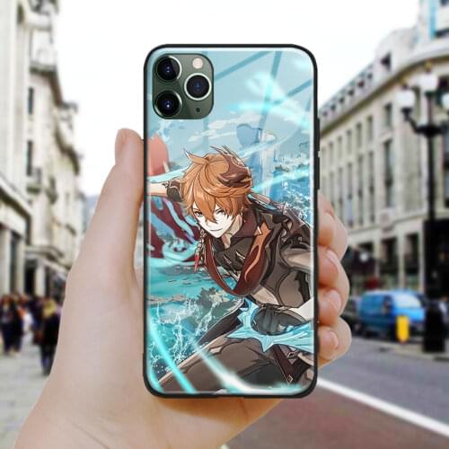 Tartaglia genshin impact art Soft Silicone Glass Phone Case Cover Shell For iPhone SE 6 6s 7 8 Plus X XR XS 11 12 Mini Pro Max
