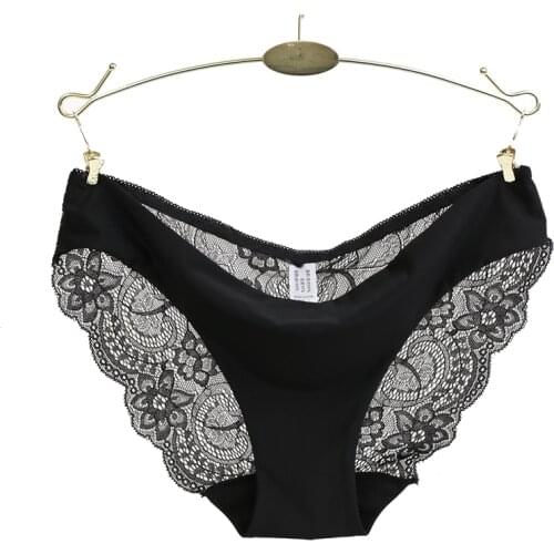Sexy Lace Woman Panties Plus Size Panty Transparent Cotton crotch Briefs Ladies Low-Rise Underwear Intimates New Hot Sale