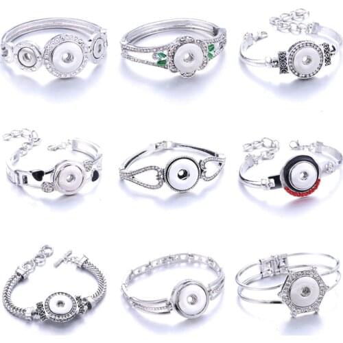 Boom Life Snap Jewelry Metal Snap Bracelet Bangle Rhinestone Bracelet Fit 18mm 20mm Snaps Button Jewelry For Women