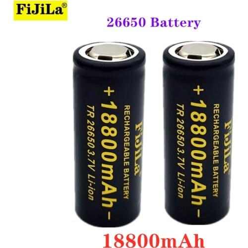 100% Original high quality 26650 battery 18800mAh 3.7V 50A lithium ion rechargeable battery for 26650 LED flashlight+ charger