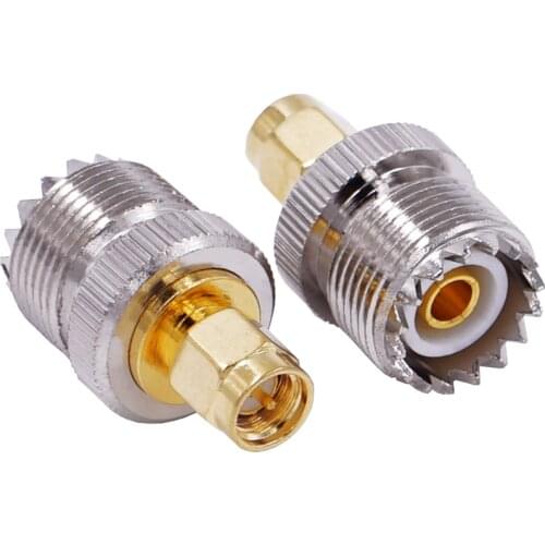 2Pcs UHF Female to SMA Male PL-259 SO-239 RF Coax Adapter Connector pl259 Converter