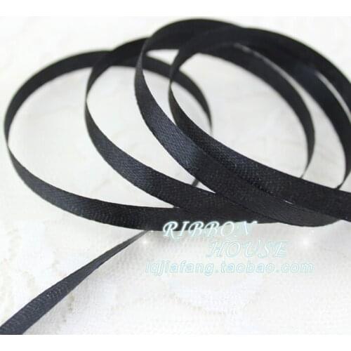 New (25 yards/roll ) 6mm Black Satin ribbons gift wedding Christmas party decoration wrapping ribbons Sewing Fabric Hand DIY