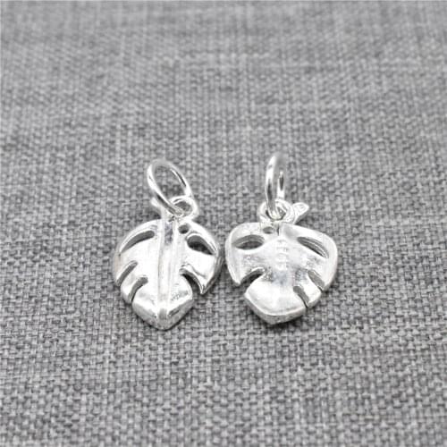 4 Pieces of 925 Sterling Silver Leaf Charms for Nature Bracelet Necklace Earring