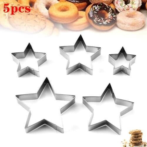 5 pcs/Set Star Shape Cookie Cutter Stamp New Year Decoration Cake Tools DIY Biscuit Mold Christmas Cutter Baking Molds