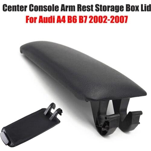 Car Armrest Latch Cover For Audi A4 B6 B7 2002-2007 Center Console Arm Rest Storage Box Lid PU Leather Cover Auto Accessories