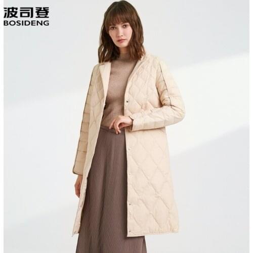 BOSIDENG Women warm wear urban winter down jacket goose down ol commuter slim waist heat storage B90131040
