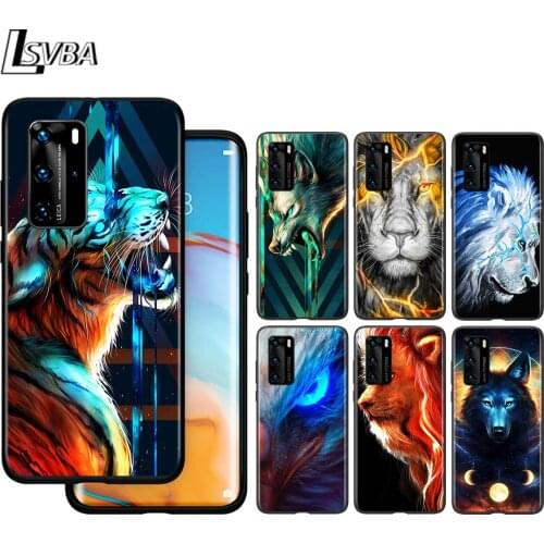 Animal Lion Tiger Eagle For Huawei P40 P30 P20 P10 Pro Lite E Plus 4G 5G P9 P8 Lite P Smart Z S Plus Soft Black Phone Case