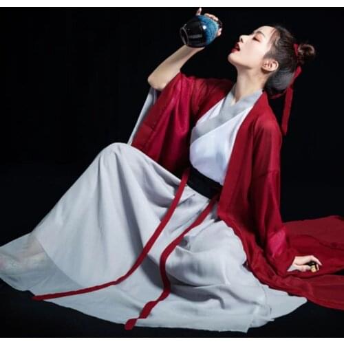 Chivalrous cosplay Hanfu women Chinese style Cross collar ancient style elegant Wei Jinfeng red costume chinese Hanfu dress girl