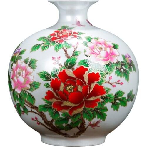 Jingdezhen Ceramic Crystal Glaze Vase Flower Vase Modern Chinese Living Room TV Cabinet Wine Cabinet Decoration