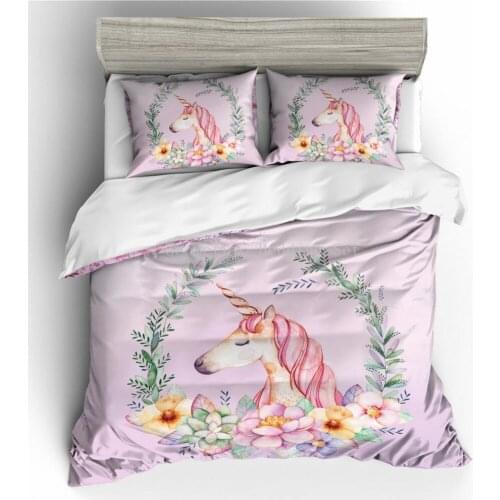 Children Bedding Set Single Kids Bedding And Bed Sets Home Textile Unicorn Cartoon Lovely Kids Duvet Cover Set