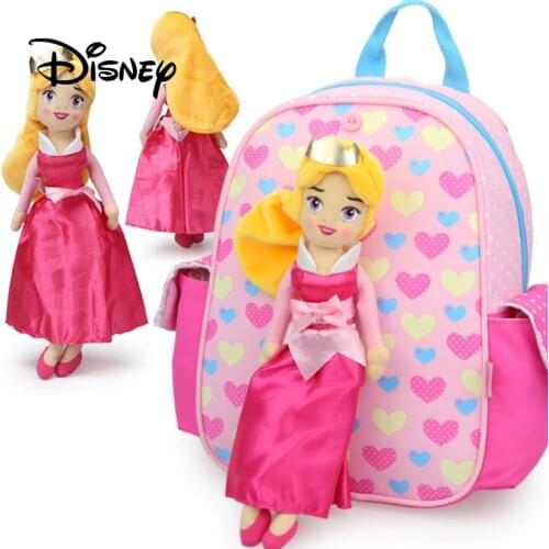 Disney Princess Kindergarten 3-6 Years Old Girls School Bag Dolls Detachable Girl Baby Snacks Bags Cute Fashion Backpacks