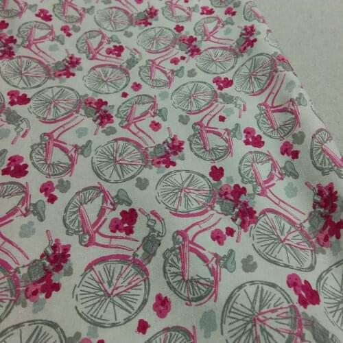 Cotton fabric Half Meter Romantic Pink Bike Cotton Fabric for DIY clothes, bibs, coated, bed sheets Cotton Cloth Home Decro