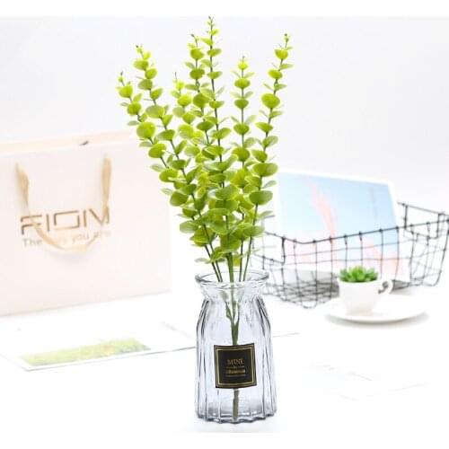 1pcs Artificial Eucalyptus Plants Plastic Green Red Fake Eucalyptus For Flower arrangement Natural Artificial plants Home Decor