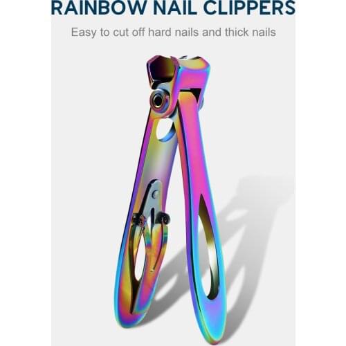 BNG TA52-C Rainbow Nail Clippers Stainless Steel Black Manicure Finger nail Cutter Thick Hard Toenail Scissors tools