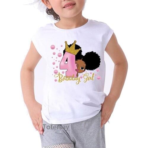 Hot Sale Graphic Tshirts for Girls Little Melanin Queen Print T Shirt Girls Cute Kids Clothes Harajuku Shirt Summer Tops