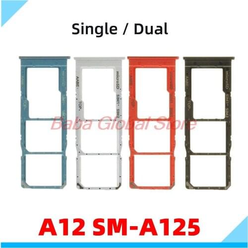 Smartphone Sim SD Card Tray For Samsung Galaxy A12 Phone SIM Chip Holder Slot Adapter Drawer Repair Part