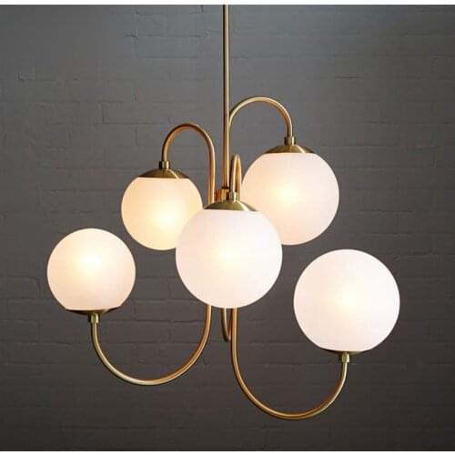 Chandelier Modern Milk White Glass Ball Chandelier Creative Suspension Light Coffee Shop Clothing Store Designer Lighting No55