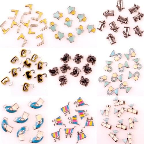 40Pcs/Lot Cute Enamel Table Lamp Shopping Cart Floating Charms For Keepsake Living Glass Locket Pendant Jewelry Wholesale