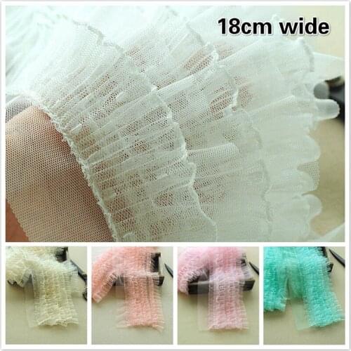 Widen Multi-layer Small Dots Pleated Mesh Yarn Trend Lace Fabric DIY Woman Cake Skirt Kitchen Apron Toy Doll Pet Clothes Sewing