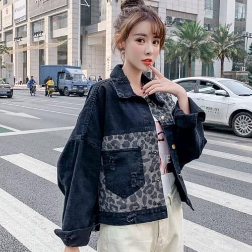 2020 Fashion Spring The New Splice Hole Denim Jacket Free Shipping