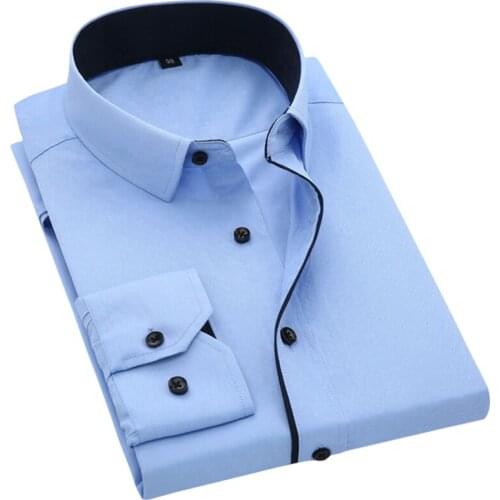 Men Dress Shirt Long Sleeve Twill Solid Causal Formal Business Shirts Regular Fit High Quality Clothing 5XL 6XL 7XL 8XL Size