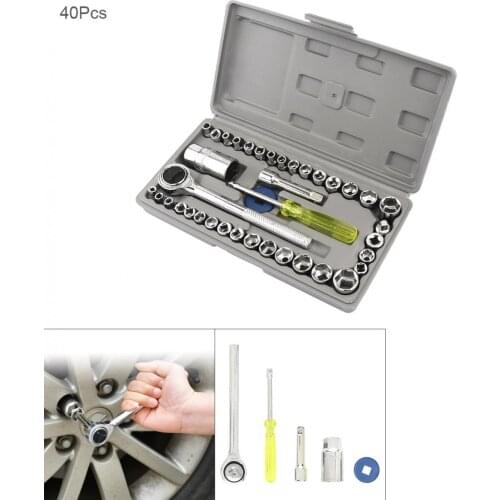 Combination Wrenches 40pcs Metal Combination Tools Sleeve Repair Kit for Car Motorcycles Bicycle