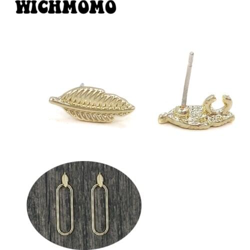 2020 New 13mm 10pieces High Quality Zinc Alloy Small Leaves Feather Earring Base Connectors for DIY Earring Jewelry Accessories