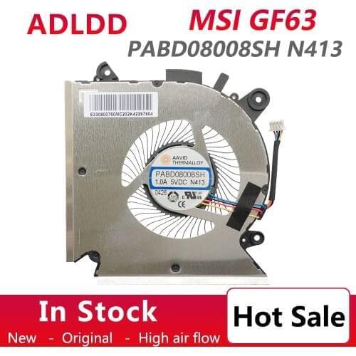 New original laptop cpu cooling fan for MSI GF63 MS-16R1 MS-16R2 fan cooler radiator PABD08008SH N413 DC 5V 1.0A