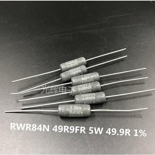 Original new 100% RWR84N 49.9R 49R9FR 1% 5W 22*7MM black precision non inductive wirewound resistor replaces 50R (Inductor)