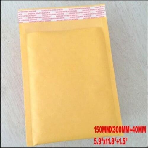 Free shipping 50PCS/lot Kraft Padded Bubble Mailers Padded Envelopes Bags 150mmx300mm Wholesale Wrapping packages