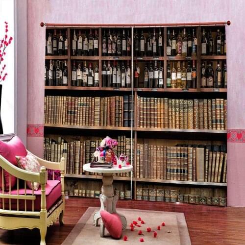 Cortinas custom 3D bookshelf home goods curtains for living room bedroom Any window blackout curtains