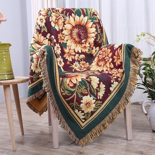 Drop Shipping Flower Blanket Sofa Towel Universal Sofa Cover Decorative Slipcover Throws on Sofa Bed Plane Travel Plaids