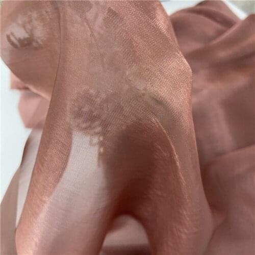 Skin pink crystal bright light sense Organza encryption smooth shape mesh fabric gift dress design fabric high quality