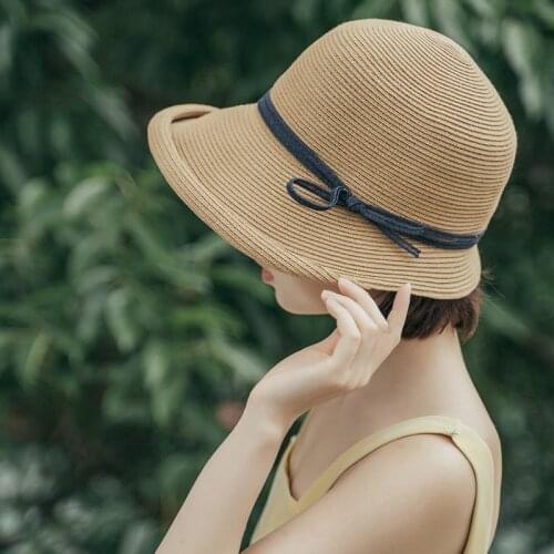 Womens 100% Raffia Bowknot Elegant Hepburn Sun Hat Wide Brim Floppy Disk Ladies Summer Hat Beach Panama Dome Fisherman Hat
