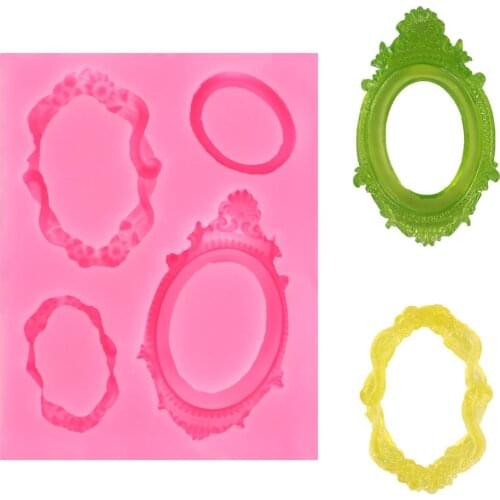 Mirror Shape Silicone Mold 4 Styles Retro Mirror Jewelry Making Fondant Chocolate Sugarcraft Mould DIY Cake Decorating Tools