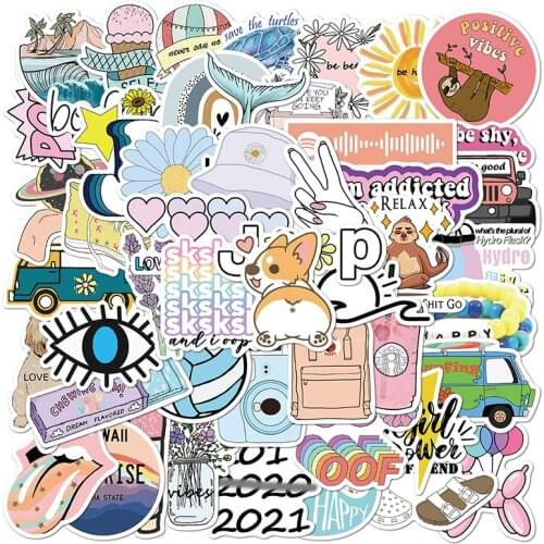 50pcs INS Style Sticker Anime For Laptop Case Car Skateboard Motorcycle Girl For Kids Children Toys Cool Animal Sticker