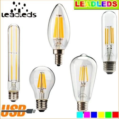 Leadleds Retro Edison Bulb ST64 (ST21) T30-125 T30-185 T45 C35 B11 4W 6W 6.5W 8W Led Bulb Dimmable Warm White Incandescent