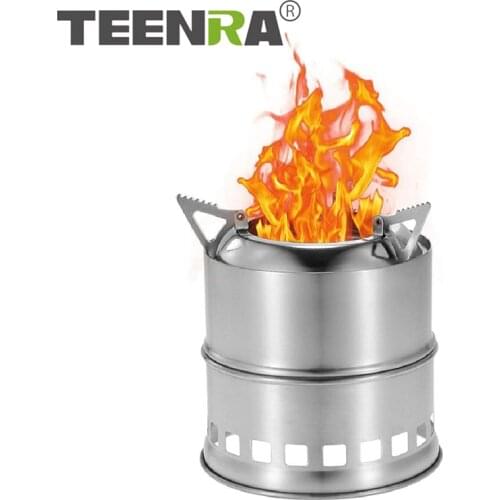 TEENRA Portable Wood Stove Folding Wood Burning Stove Outdoor Camping Stove Stainless Steel Fuel Furnace Mini Alcohol Burners