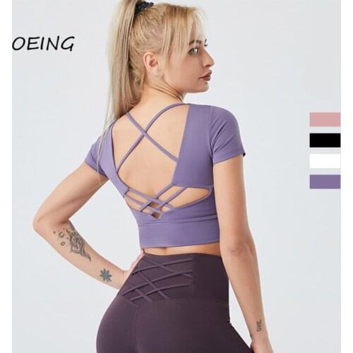 Crop Top Women Yoga Shirts Women Short Sleeve Gym Tops Fitness Running Workout Sport Wear