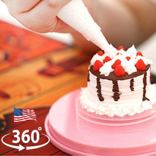 360 Degree Rotating Cake Decorating Turntable Pink Cake Rack Baking Tray Baking Cake Tool