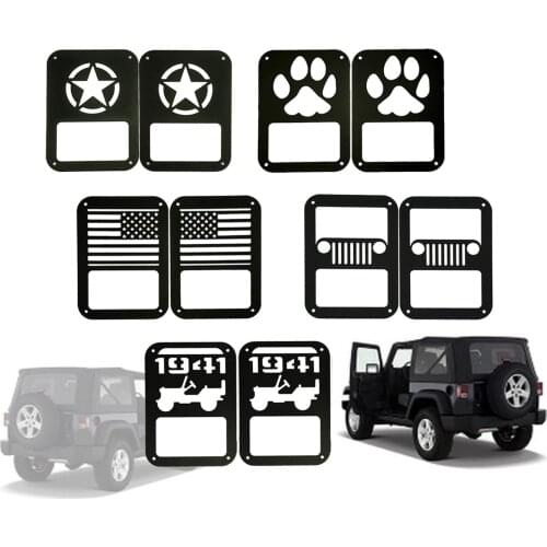 J219 Taillight Cover Trim Guards Protector,Black Stainless Steel Guard Light Cover Kit for Jeep Wrangler JK JKU Sports LANTSUN