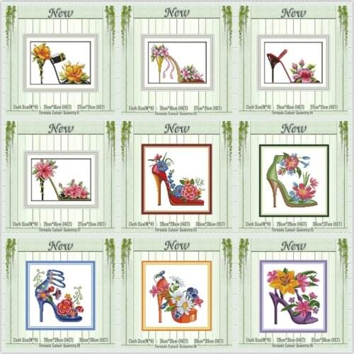 Fashion high heels cat flower diy painting counted print on the canvas DMC 11CT 14CT kit Cross Stitch embroidery needlework Sets