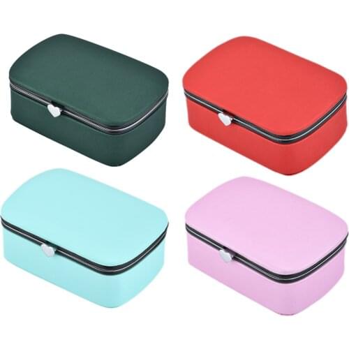 Women PU Jewellery Box Velvet Liner Travel Beauty Earrings Storage Case