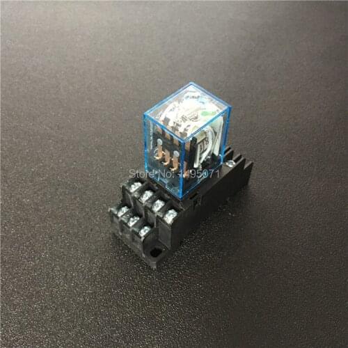 1set MY4NJ 12V DC 24V DC 110V AC 220V AC Coil Power Relay Miniature General Purpose Relays 14 Pins 5A HH54P w PYF14A Socket Base